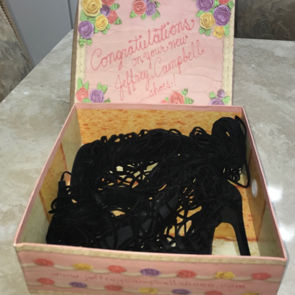 Jeffrey Campbell Black Lace-Up Gladiator Knee-High Heels - Picture 6 of 7